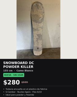 DC Powder Killer Snowboard 155cm