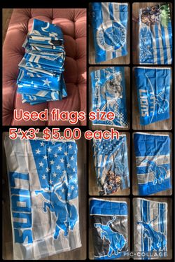 LIONS FLAGS SIZE 5’x3’ used $5.00 each