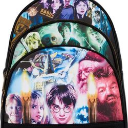 Brand New! Loungefly Harry Potter Trilogy Triple Pocket Mini Backpack 🤍