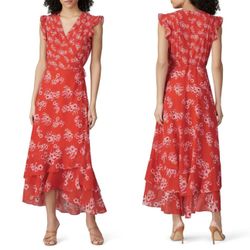All Saints Floral Wrap High Los Dress 