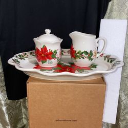 Princess House Elegance Platter /sugar& Creamer