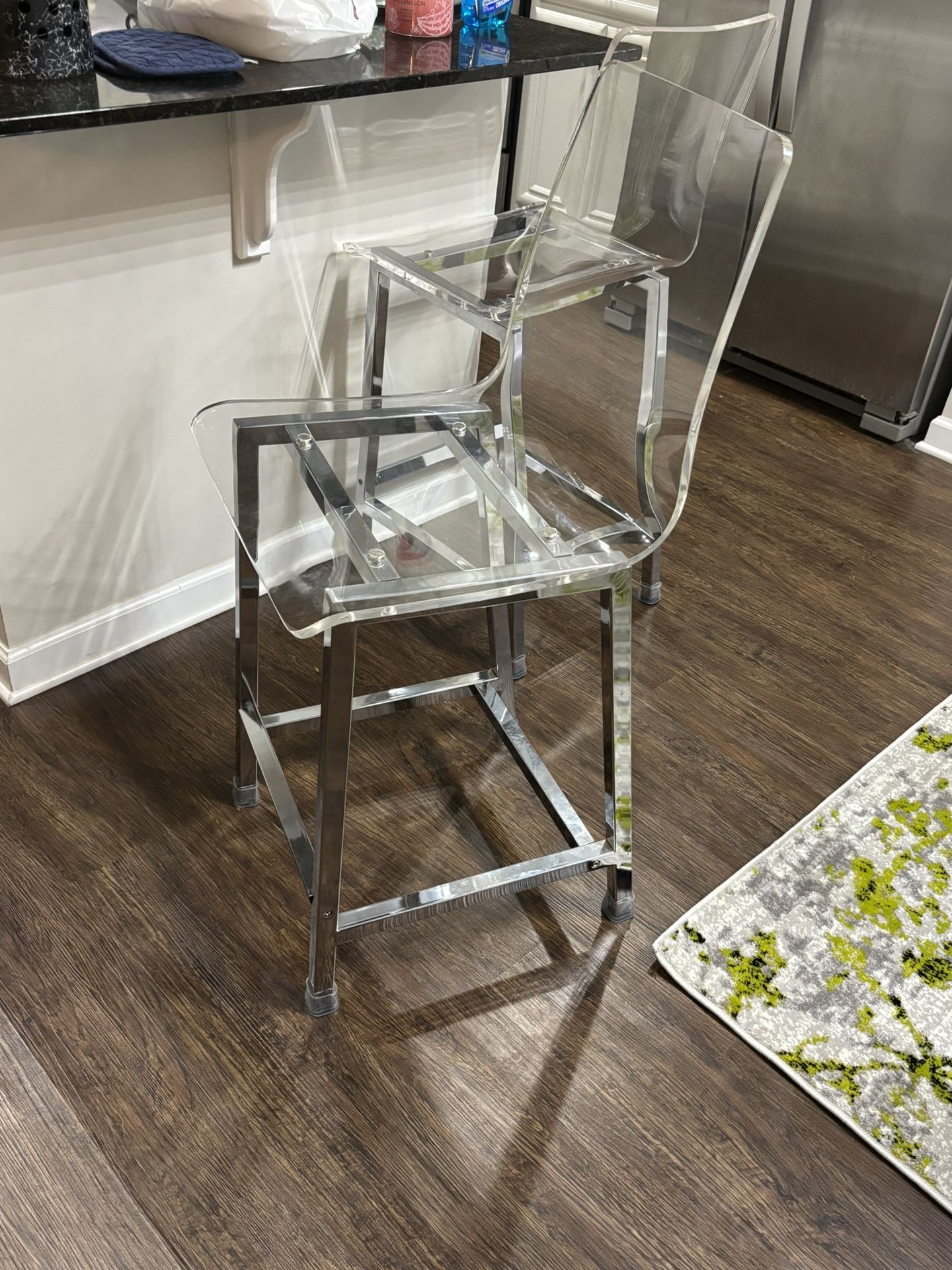 2 Acrylic Barstools With Chrome Legs