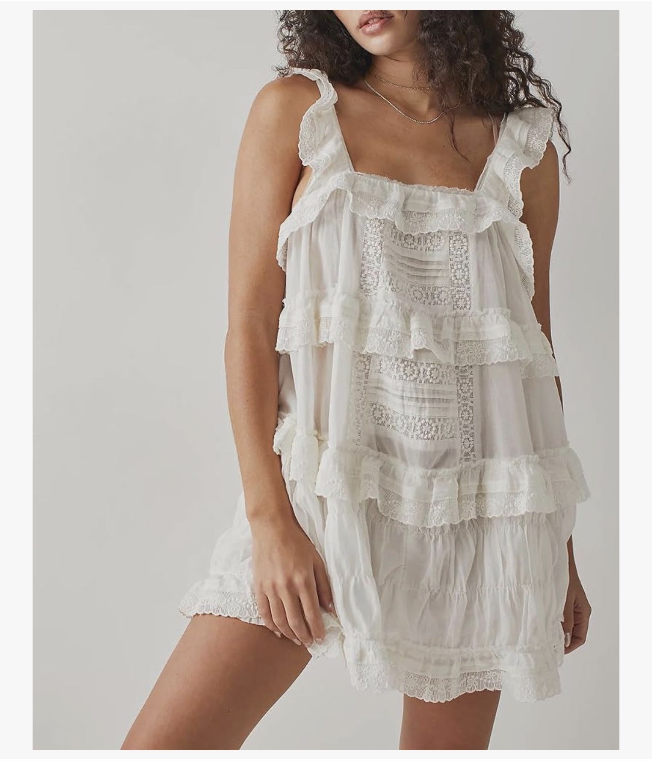 Gacaky Women's Summer Casual Sleeveless Rompers Ruffle Flowy Boho Sun Dress Loose Mini Dress with Built-in Shorts, Small