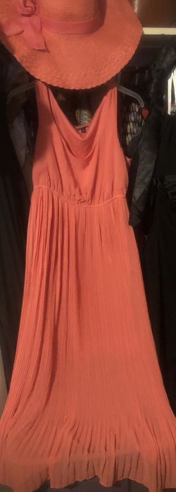 LNC TORRID SZ1 CORAL/PEACH DRESS /HAT/ BLACK DB DRESS W/matching Shoulder Wrap 