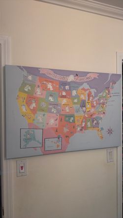 United States of Unicorns Canvas Wall Map