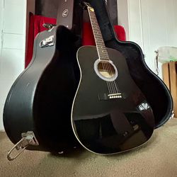 STAGG Acoustic Guitar With  DEAN Guitar Leather Hard Case.