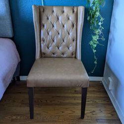 Faux Leather Tufted Accent Chair