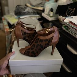 Brown Leather Stiletto Heels with Lace-Up Design from Jessica Simpson.