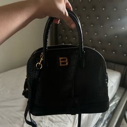 Balenciaga Black Croc Crossbody Bag