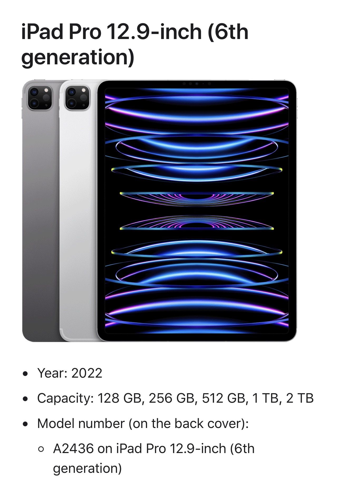 Apple iPad Pro 12.9-inch (6th Generation, 2022) – 128GB Wi-Fi
