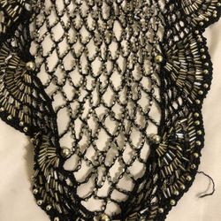 Black Shawl With Gild Sequins ,  Beads And Stones.