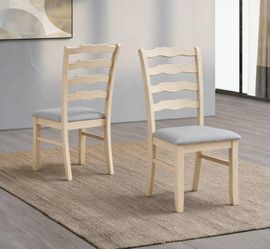 Wood Chairs Classic Ladder Back Dining Chairs Set of 2, White Wash Color