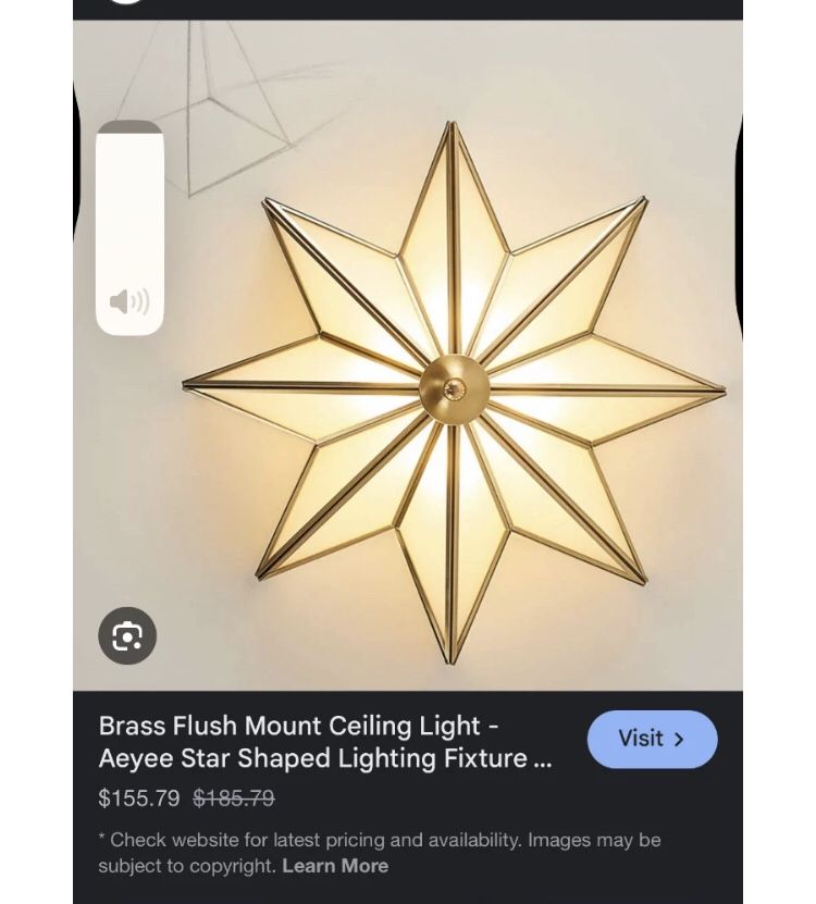 Traditional Brass Star Close to Ceiling Light Decorative Pendant Light