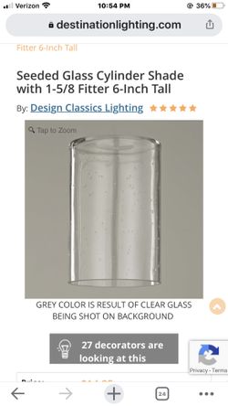 Set Of 2 Glass cylinder lamp shades 1 5/8 fitter