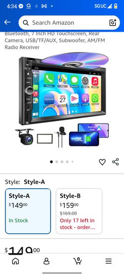 Double Din car Stereo with CD/DVD Player- CarPlay & Android Auto, Car Audio with Bluetooth, 7 Inch HD Touchscreen