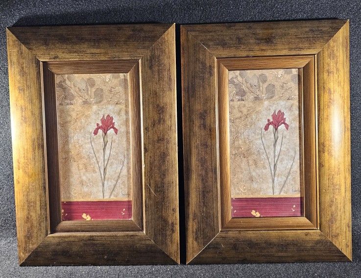 Two Vintage 1980s Framed 10"x15" "Seasons Art In Motion" Scrolls By Artist Kimberly Baker. Rare Find!