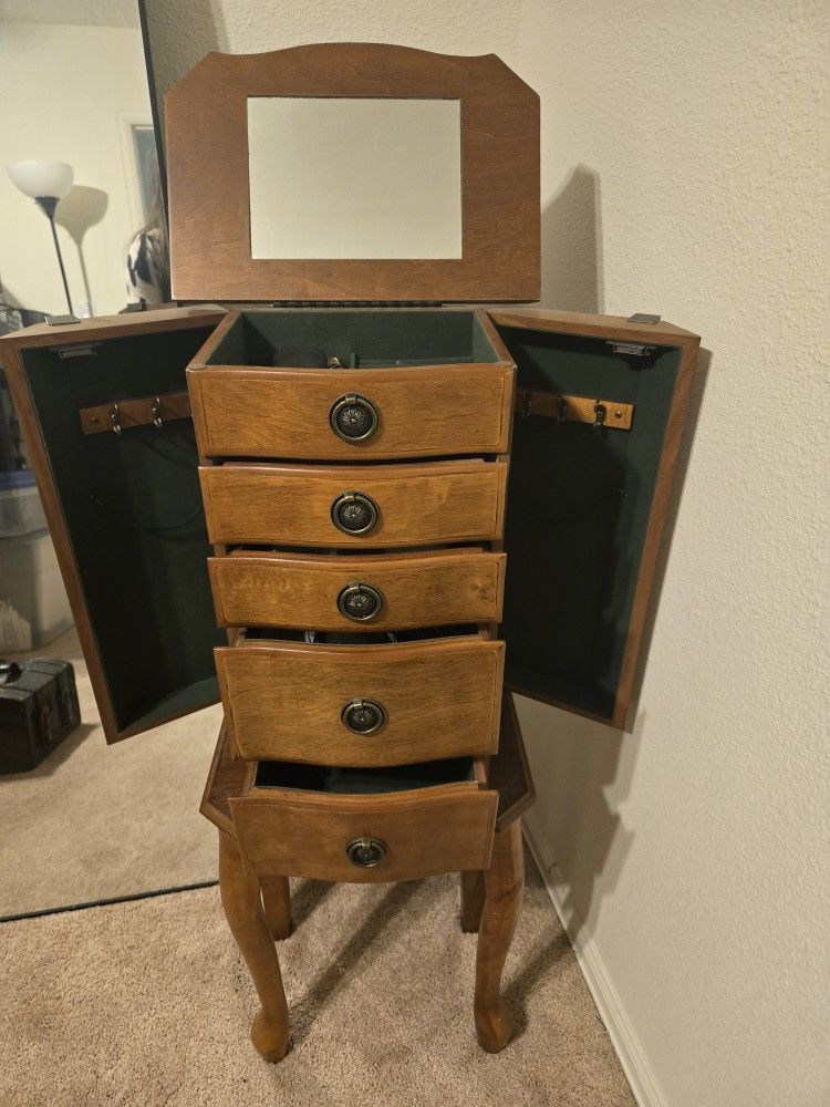 JEWELRY ARMOIRE WITH MIRROR