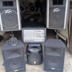 Peavy Speaker And Samson Speaker And Power Mixer Alesis With Speaker Stand 