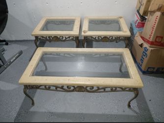 1 Glass Top Coffee Table With 2 End Tables