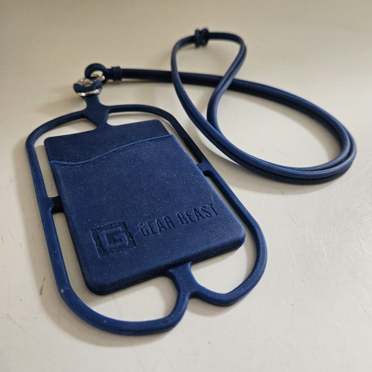 6" Gear Beast Navy Blue Silicone Adjustable Neck Strap ID Badge Credit Card Holder. Pre-owned in excellent condition. No rips or cracks. Makes a great