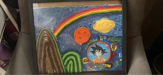 Handmade Dragon Ball Goku Yarn Art Framed