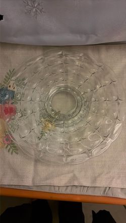 Clear Glass Serving Plate with Cut Pattern