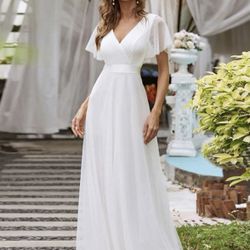 White Long Gown Dress (Wedding , Bridal) 