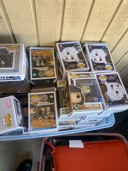 This collection features several Marvel and Parks and Recreation Funko Pop! vinyl figures,