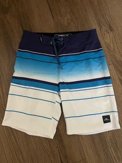 O'Neill Blue White Striped Board Shorts Boy’s Swim Trunks Size 24