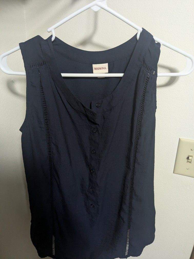 Blue Sleeveless Blouse