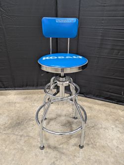 Kobalt Blue Swivel Garage Stool with Backrest