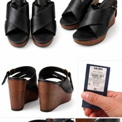 Size 10 Black Wedges Free Brand New