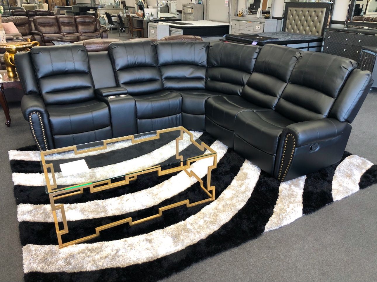 Black Leather Sofa Sectional