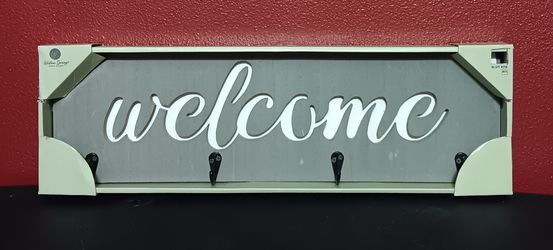 Welcome Wall Mount Coat Rack With Hooks