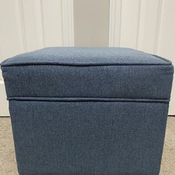 Adeco Square Storage Ottoman - Blue