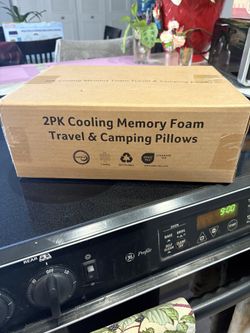 FURULPY 2 pk cooling memory foam travel/camping pillows