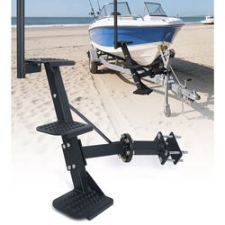 Heavy Duty Boat Trailer Steps with Handrail, Non-Slip Surface, Boat Trailer Winch Post Steps,450Lbs Capacity