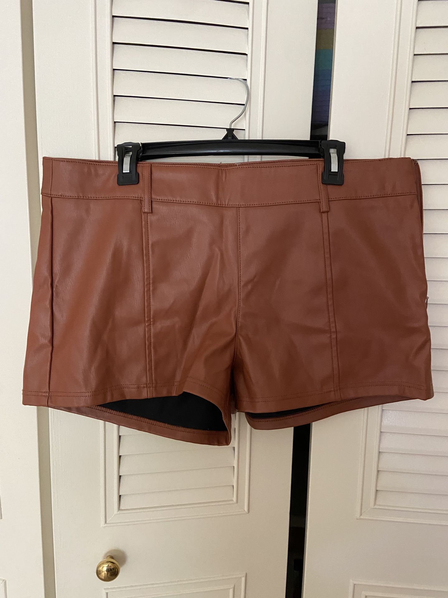 Faux Leather Brown Shorts