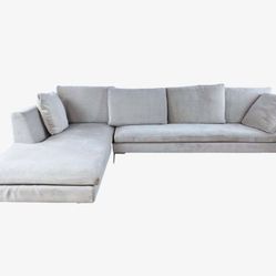 Modern Off White Velvet Fabric Upholstered Sectional 