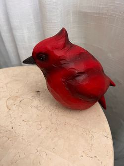 Large Red Cardinal Bird Figurine statue - Christmas winter indoor decor