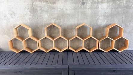 World Market Honeycomb Mango Wood Wall Shelves