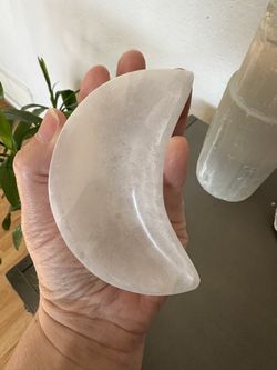 New, Beautiful Selenite Crystal Moon Bowl.