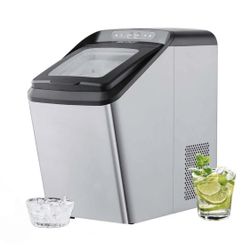 VEVOR Countertop Ice Maker, 30lbs in 24Hrs, Auto Self-Cleaning Portable Ice Maker with Ice Scoop, Basket and Drainpipe, 2 Ways Water Refill Stainless 
