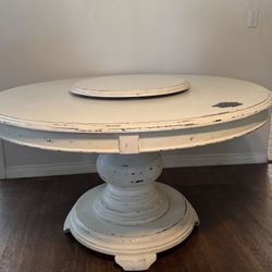 Round Wooden Table With Lazy Susan