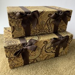 2 Decorative Fabric Covered Boxes