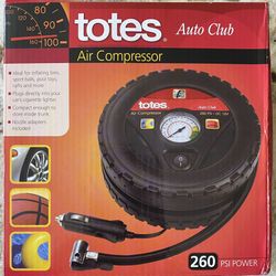 AIR COMPRESSOR - TOTES AUTO CLUB AIR COMPRESSOR 260 PSI POWER WITH BUILT IN PRESSURE GAUGE – MODEL 71792J8-01 – BRAND NEW FACTORY SEALED BOX