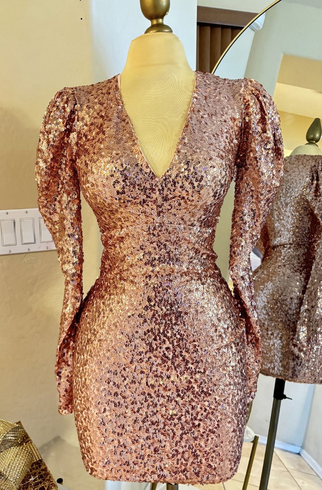 Sequin Rose Gold Dress Size Small