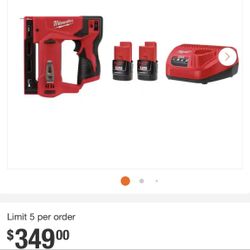 Milwaukee M12 3/8 in. Crown Stapler with M12 Compact 2.0 Ah Battery (2-Pack) Starter Kit and Charger