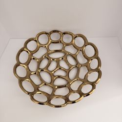 Gold Decorative Open-Design Bowl – Modern Centerpiece