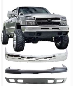 NEW Chevy Silverado Chrome Front Bumper + Upper Bumper + Lower Valance fits 2003 to 2006